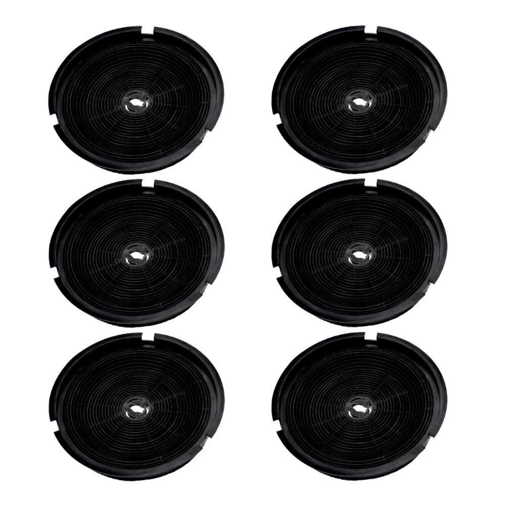 Trade-Shop Aktivkohlefilter 6x passend für Refsta K25 Planhaube 1504 Dunstabzugshaube, Zubehör für Refsta K25, K25.2 / Dunstabzugshauben-Zubehör, wird mit der Verschraubung in der Mitte des Filters befestigt
