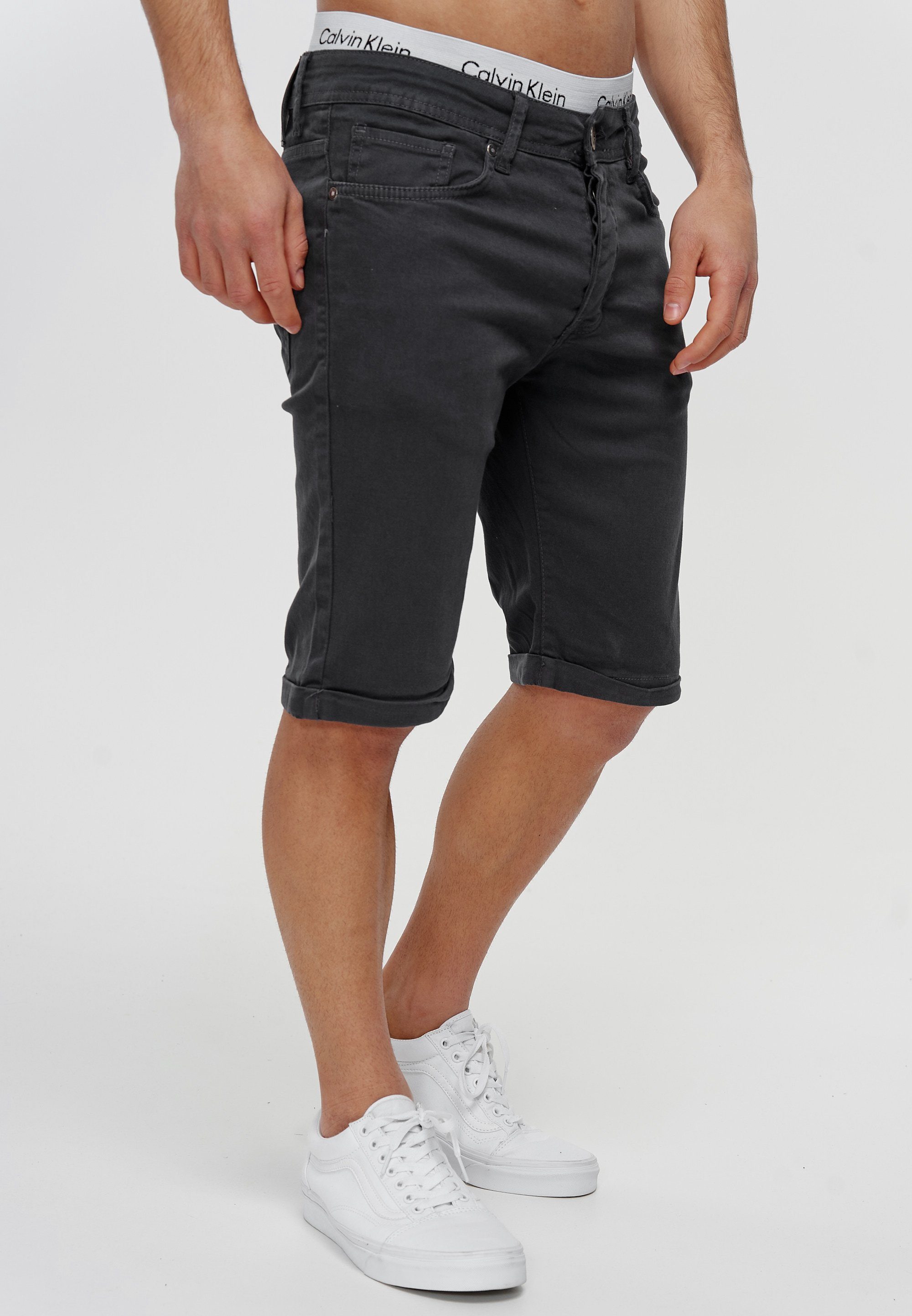 OneRedox Shorts SH-3422 (Kurze Hose im Casual Sweatpants, Fitness Freizeit Antrazit modischem 1-tlg., Design) Bermudas