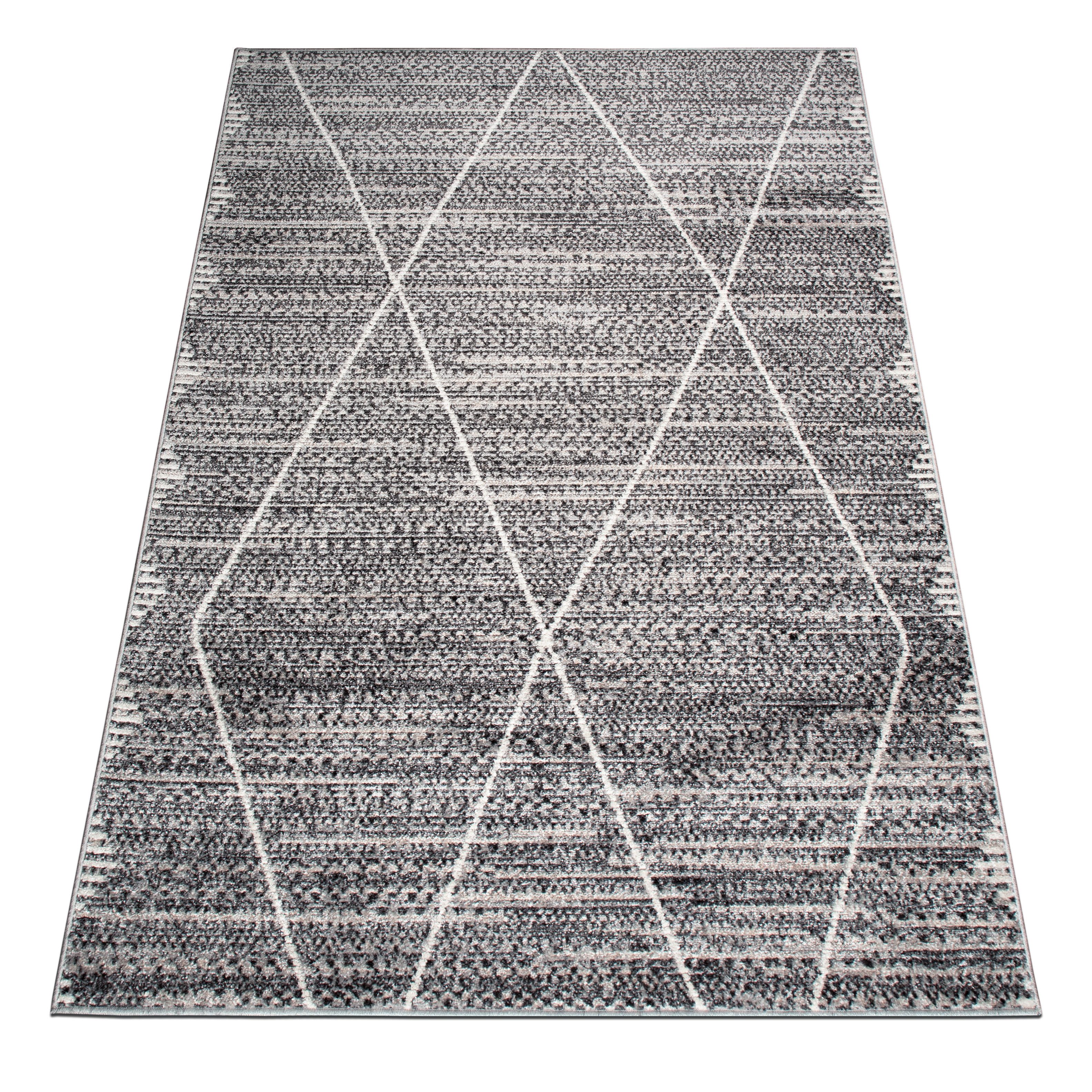 oKu-Tex Teppich HARMONIA, Wohnzimmer, weicher Kurzflor, Boho, Rechteckig, Höhe: 8.5 mm, Wohnzimmerteppich, softer Kurzflor, meliert, 3D-Effekt, Raute