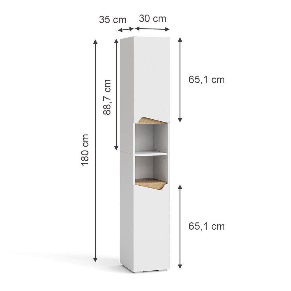 Vicco Hochschrank Marelle, Weiß/Artisan-Eiche, 30 x 180 (1-St)