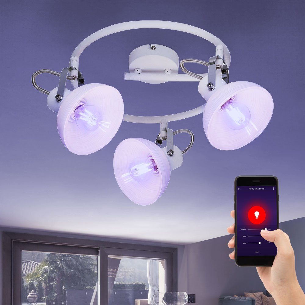 etc-shop Smarte LED-Leuchte, Leuchtmittel inklusive, Tageslichtweiß, Wohnzimmerleuchte Smart Deckenlampe beweglich Tageslicht Neutralweiß, dimmbar Warmweiß, Farbwechsel, Kaltweiß, LED