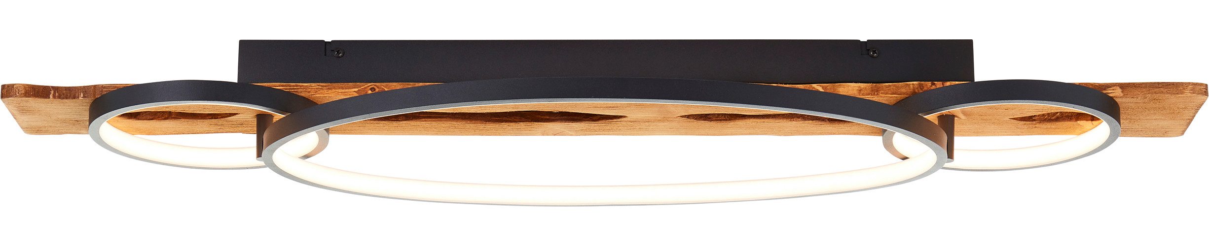 Brilliant LED Deckenleuchte Pirus, Dimmfunktion, LED fest integriert, Warmweiß, 90 x 30 cm, 4600 lm, 3000 K, 3-Stufen dimmbar, Holz/Metall, schwarz