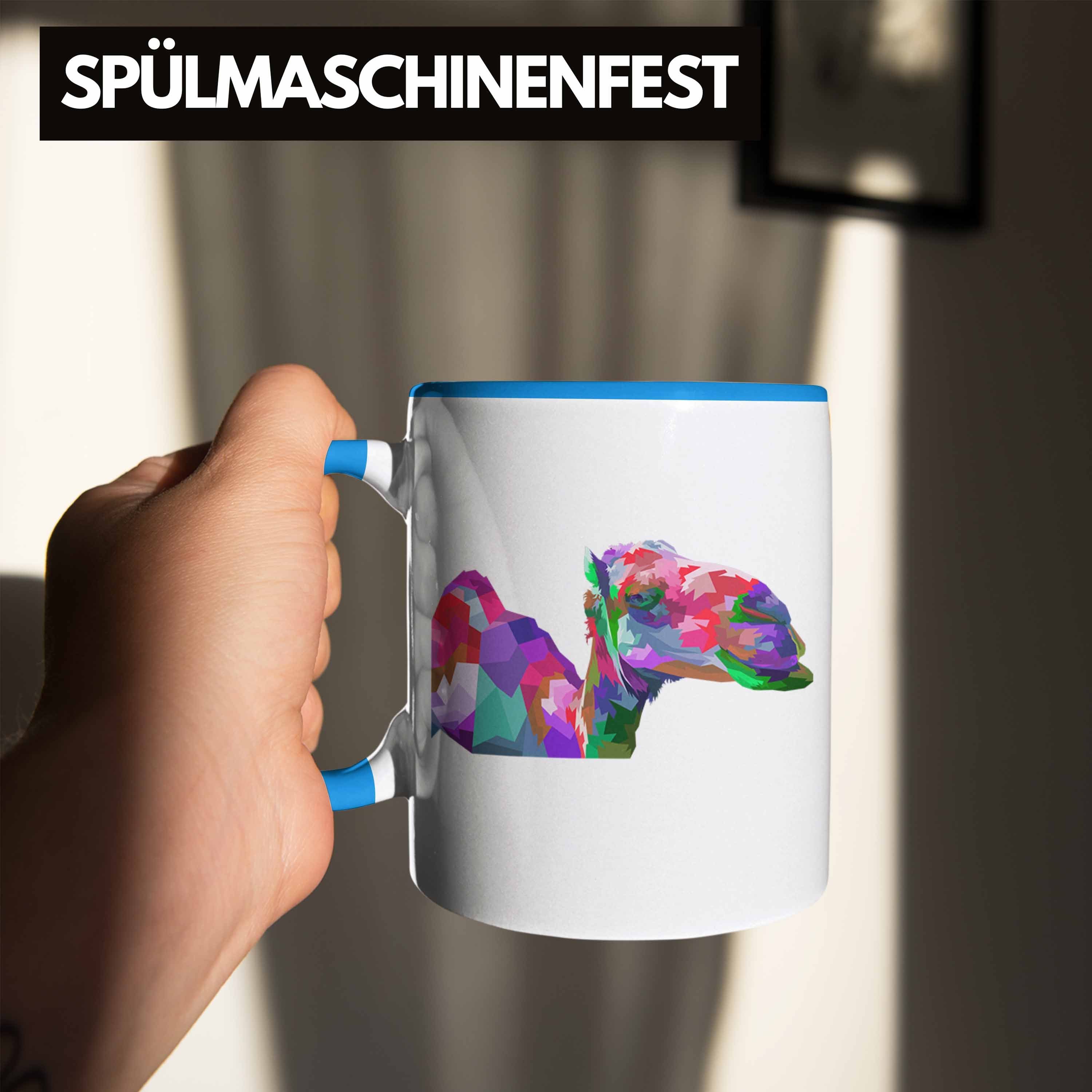 Geschenk Blau Bunt Grafik Polygon Tasse - Lustig Kamel Trendation Tasse Trendation