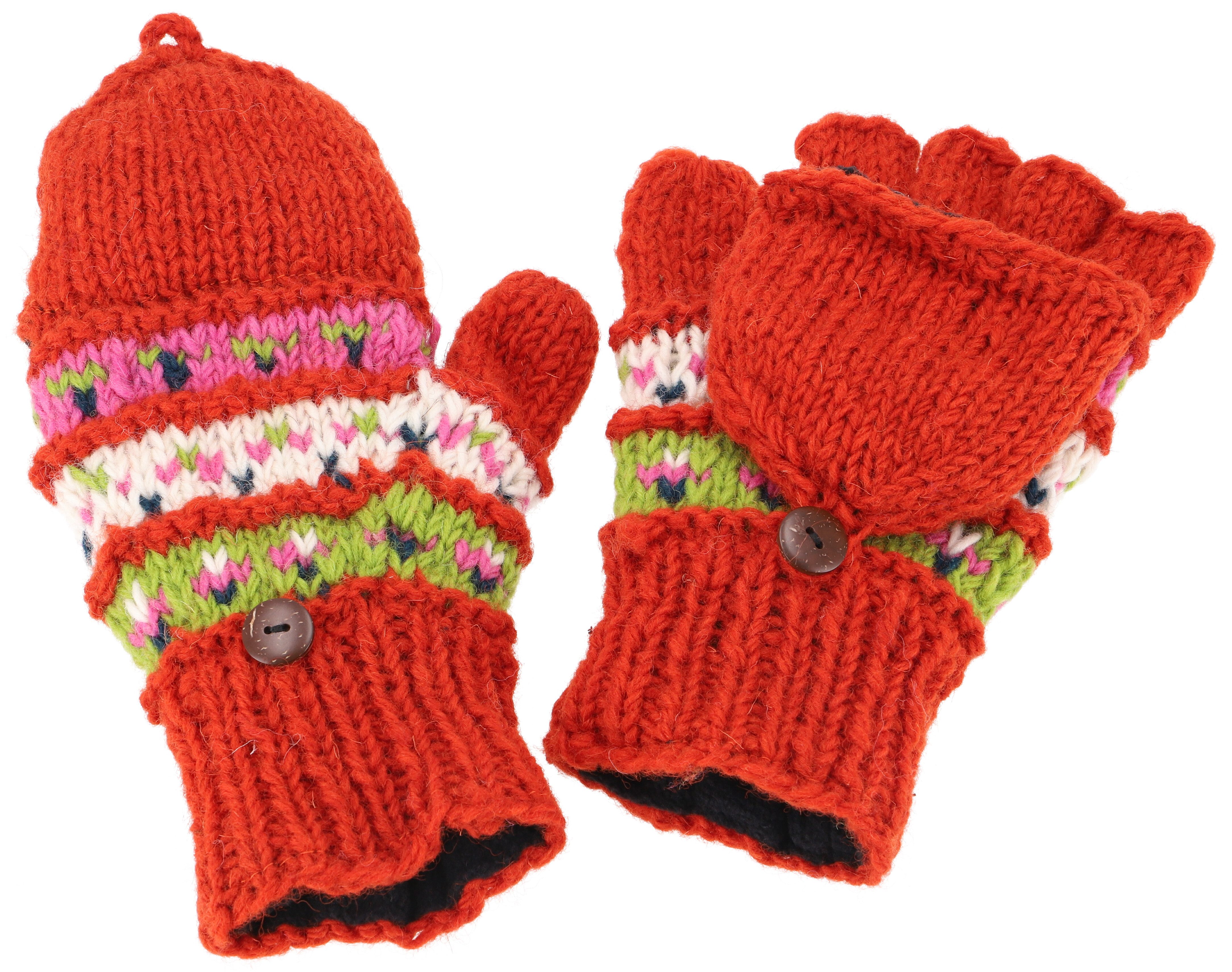 Guru-Shop Strickhandschuhe Handgestrickte Handschuhe, Klapphandschuhe..