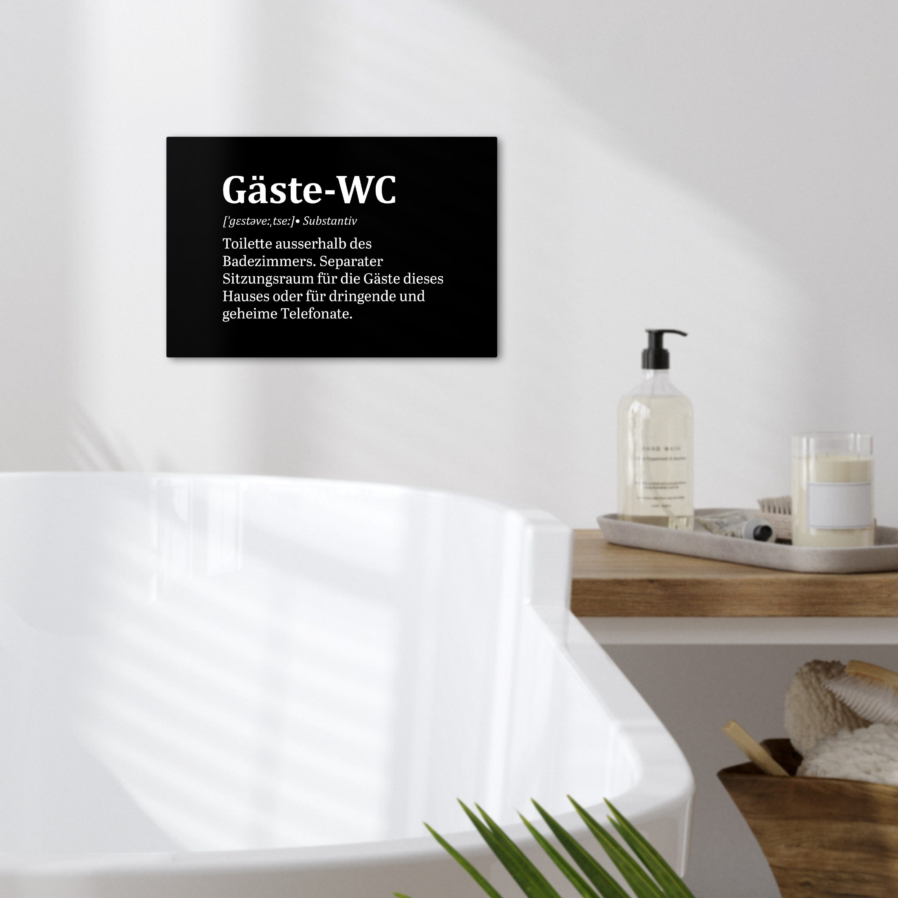 OneMillionCanvasses® Leinwandbild Zitat - Gäste-wc - Definition - Schwarz - Sprüche, Fotodruck (1 St), Bilder für Badezimmer, Bad und Toiletten Deko, Bild WC 30 – Bild 2 von 5