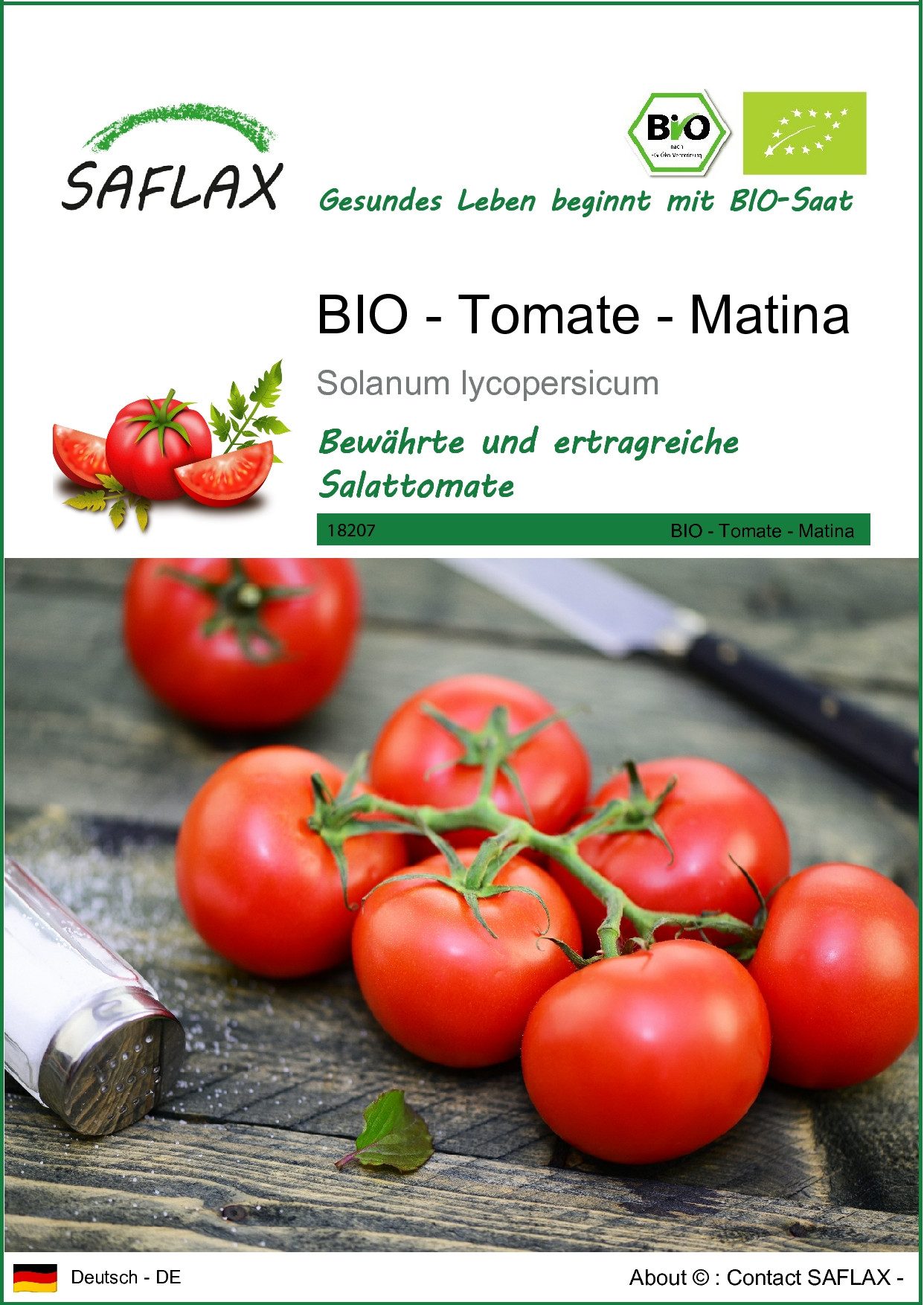 Gemüsesamen SAFLAX - Samen - BIO - Tomate - Matina