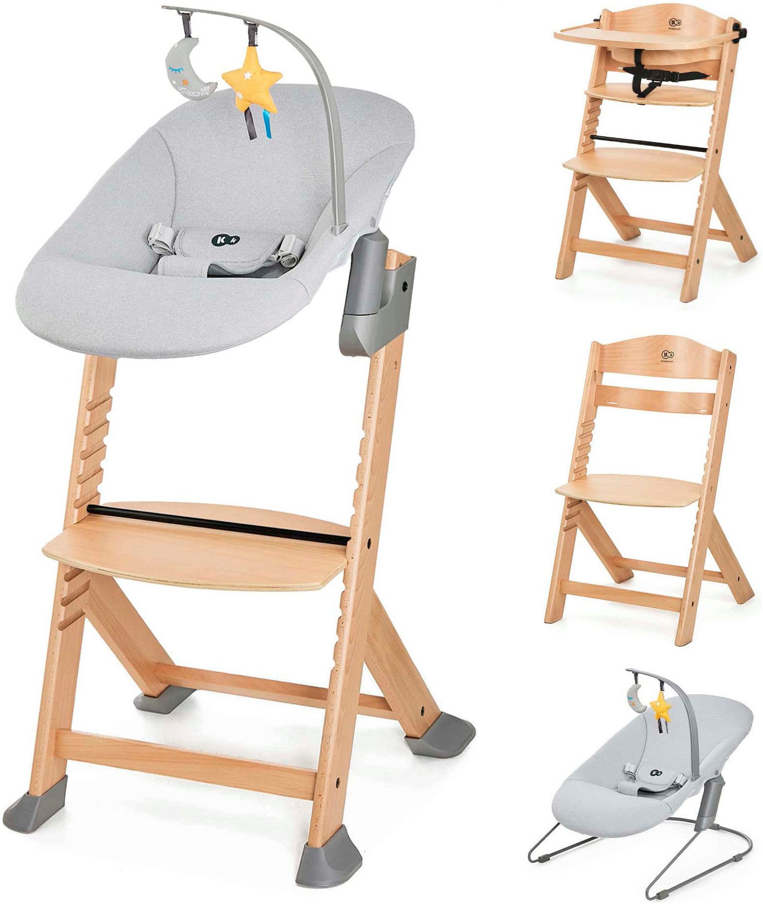 Kinderkraft Kombihochstuhl »Set: Kinderstuhl ENOCK + Babywippe CALMEE GREY« günstig online kaufen