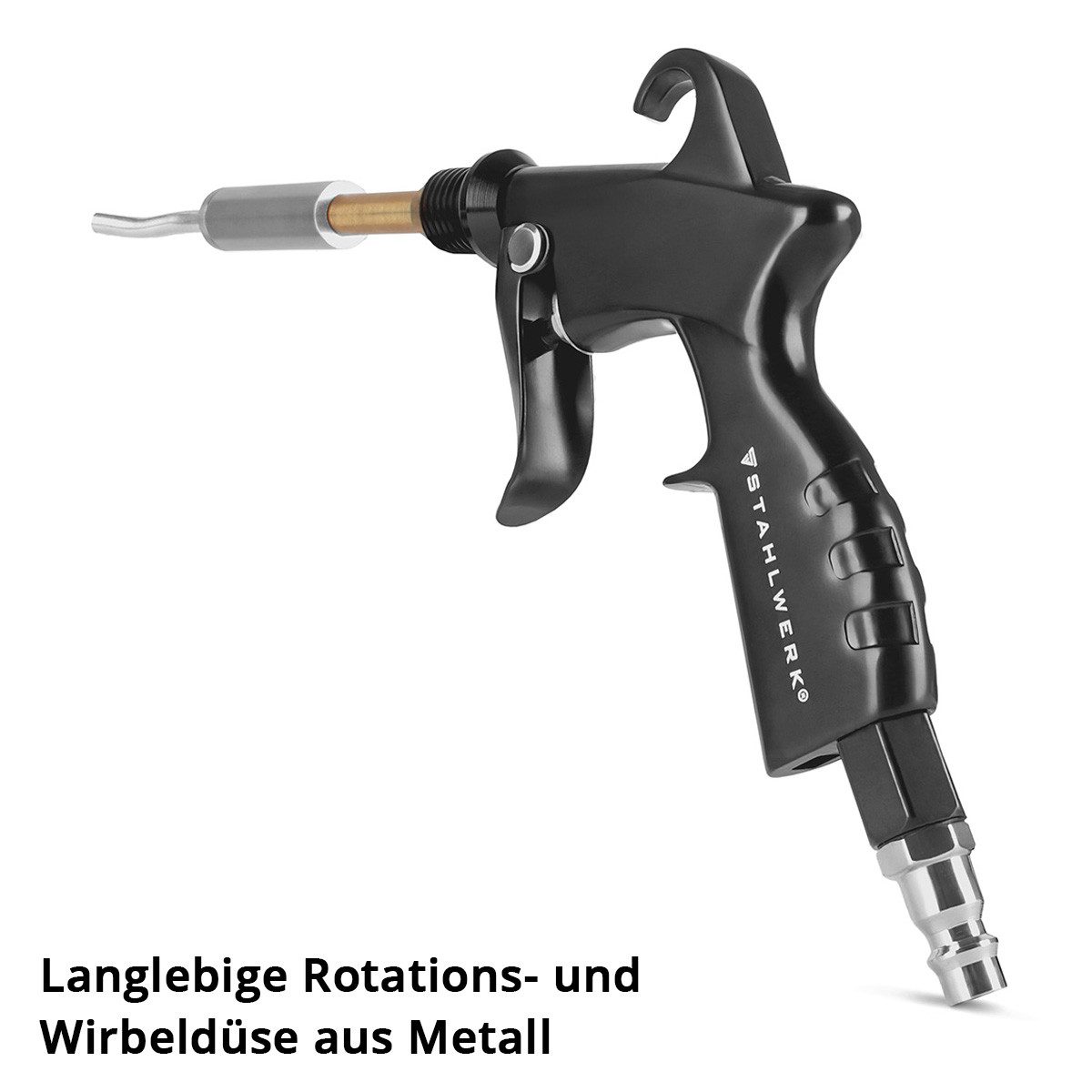 STAHLWERK Ausblaspistole Trockenreinigungspistole mit Metall-Rotationsdüse und Tornado-Effekt, Einzelgerät