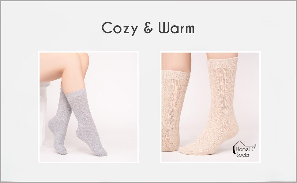 Beige Wollsocken HomeOfSocks Zopfmuster (Paar, strapazierfähige Wollsocken 1 Socks und Warm Feine Socken 70% Lammwolle Extra Paar) Lambswool