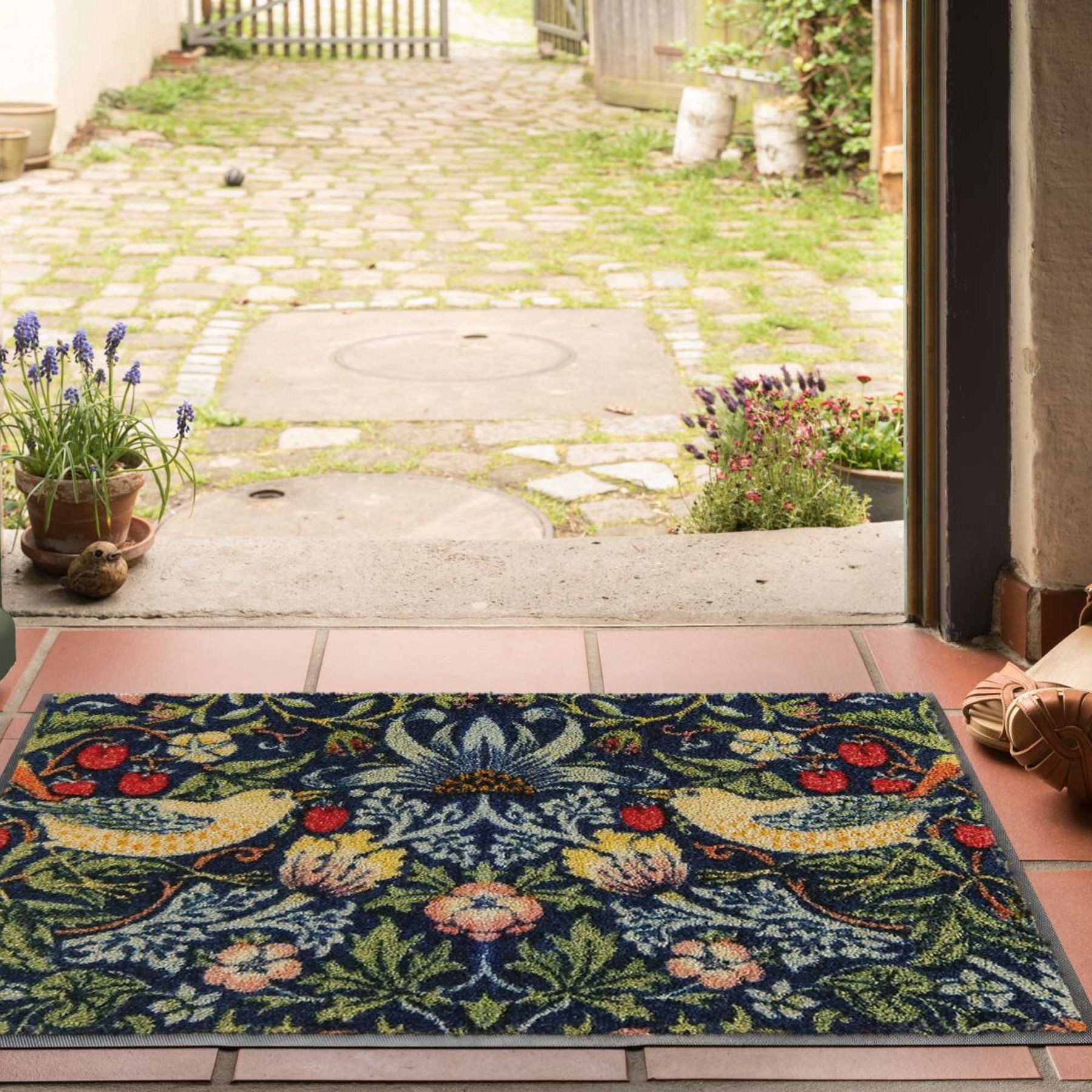 Salonloewe Fußmatte Fußmatte 50x75 Strawberry Thief blue, Eingangsmatte normal, Höhe: 500 mm