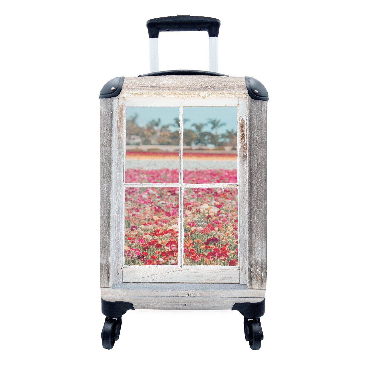 MuchoWow Handgepäckkoffer Durchsichtig - Blumen - Farben, 4 Rollen, Reisetasche mit rollen, Handgepäck für Ferien, Trolley, Reisekoffer