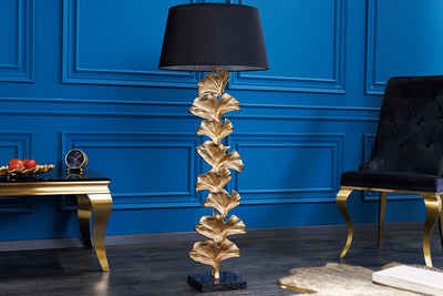 riess-ambiente Stehlampe GINKGO 122cm schwarz / gold, Ein-/Ausschalter, ohne Leuchtmittel, Wohnzimmer · Metall · Leinen · Marmor · Modern
