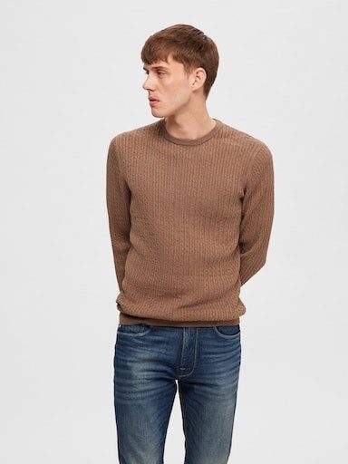 SELECTED HOMME Rundhalspullover SLHBERG CABLE CREW günstig online kaufen