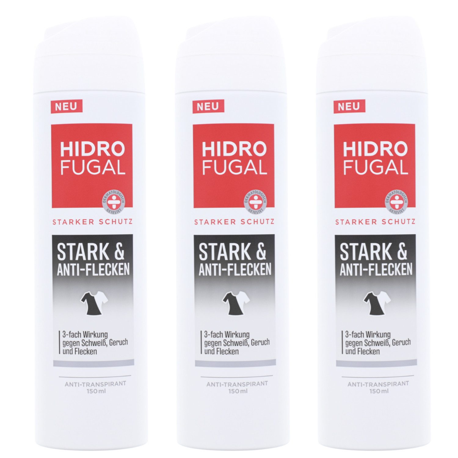 Bodyspray 3x Hidrofugal Stark & Anti Flecken Deo Spray Antitranspirant 3-Fach Wi
