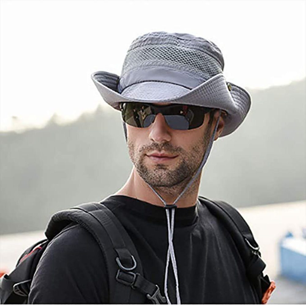 feinlux Sonnenhut Herren-UV-Schutz-Sonnenhut (Packung, Sommer Outdoor Fischerhut) Atmungsaktiv, Vergrößerter Hutrand, Windseil, Schweißband – Bild 4 von 5