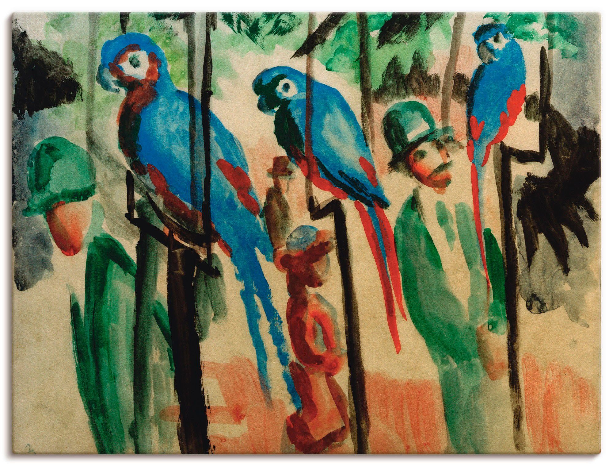 Artland Wandbild Bei Papageien, (1 Leinwandbild, Größen Vögel Wandaufkleber Poster als in St), den versch. oder
