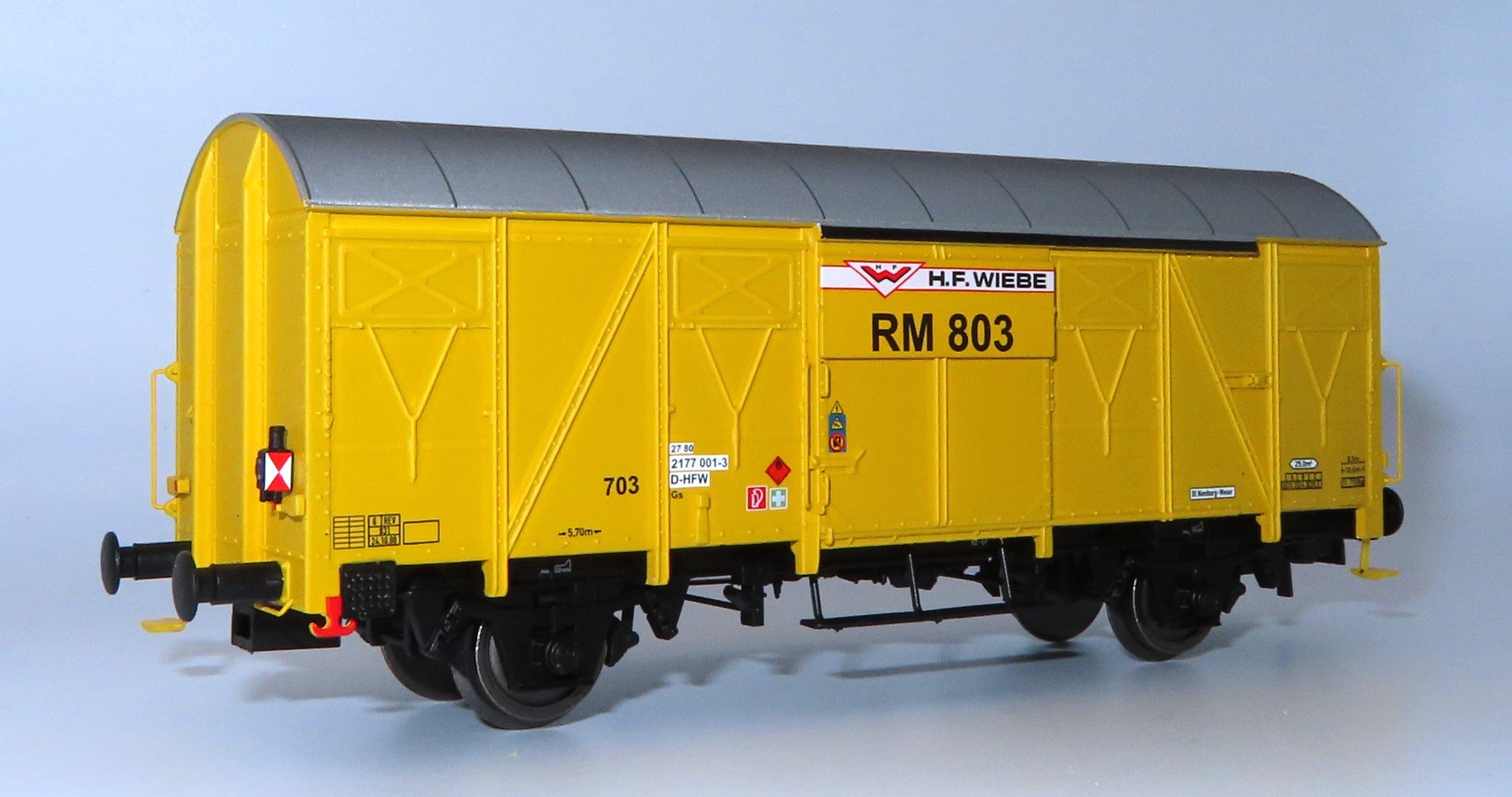 Güterwagen Rivarossi HR S 6639 H0 H.F. Wiebe Güterwagen RM 803 mit Schlusslicht l