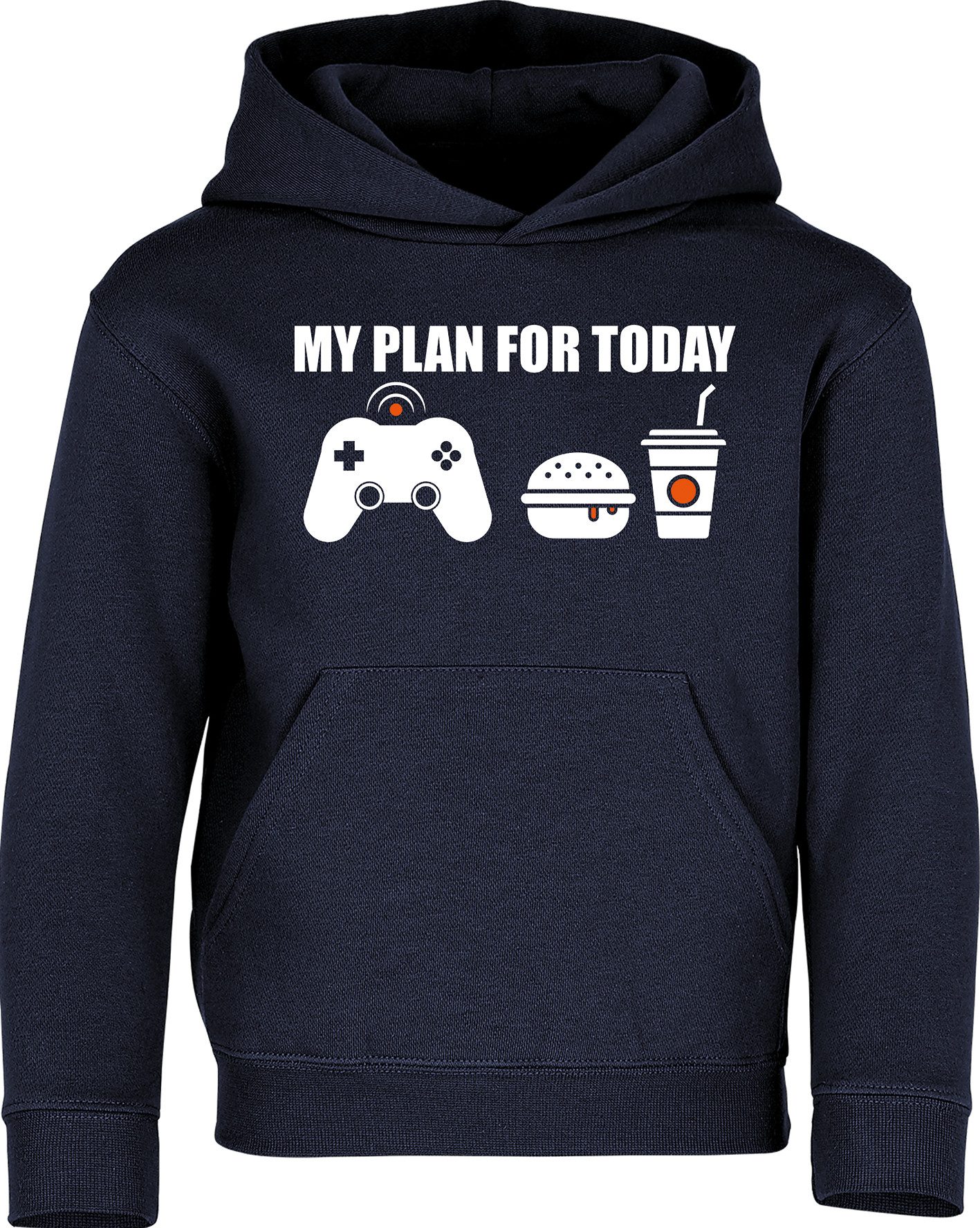 Baddery Kapuzenpullover Kinder Hoodie: "My Plan for Today : Gaming", hochwertiger Siebdruck