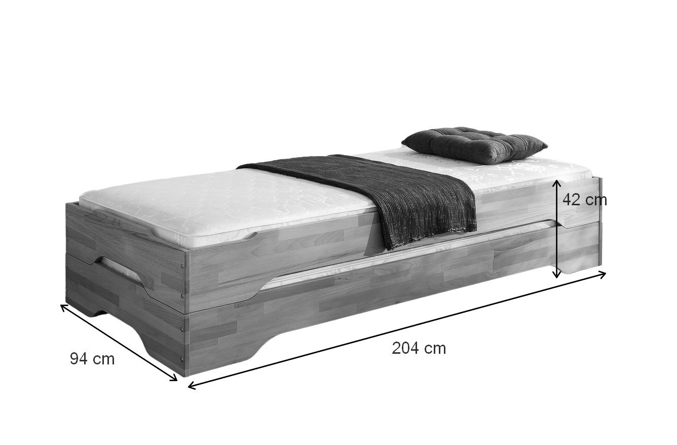 90x200 Set, Stapelbett Gästebett cm, Empinio24 Juist (Set, 2 tlg), 2er