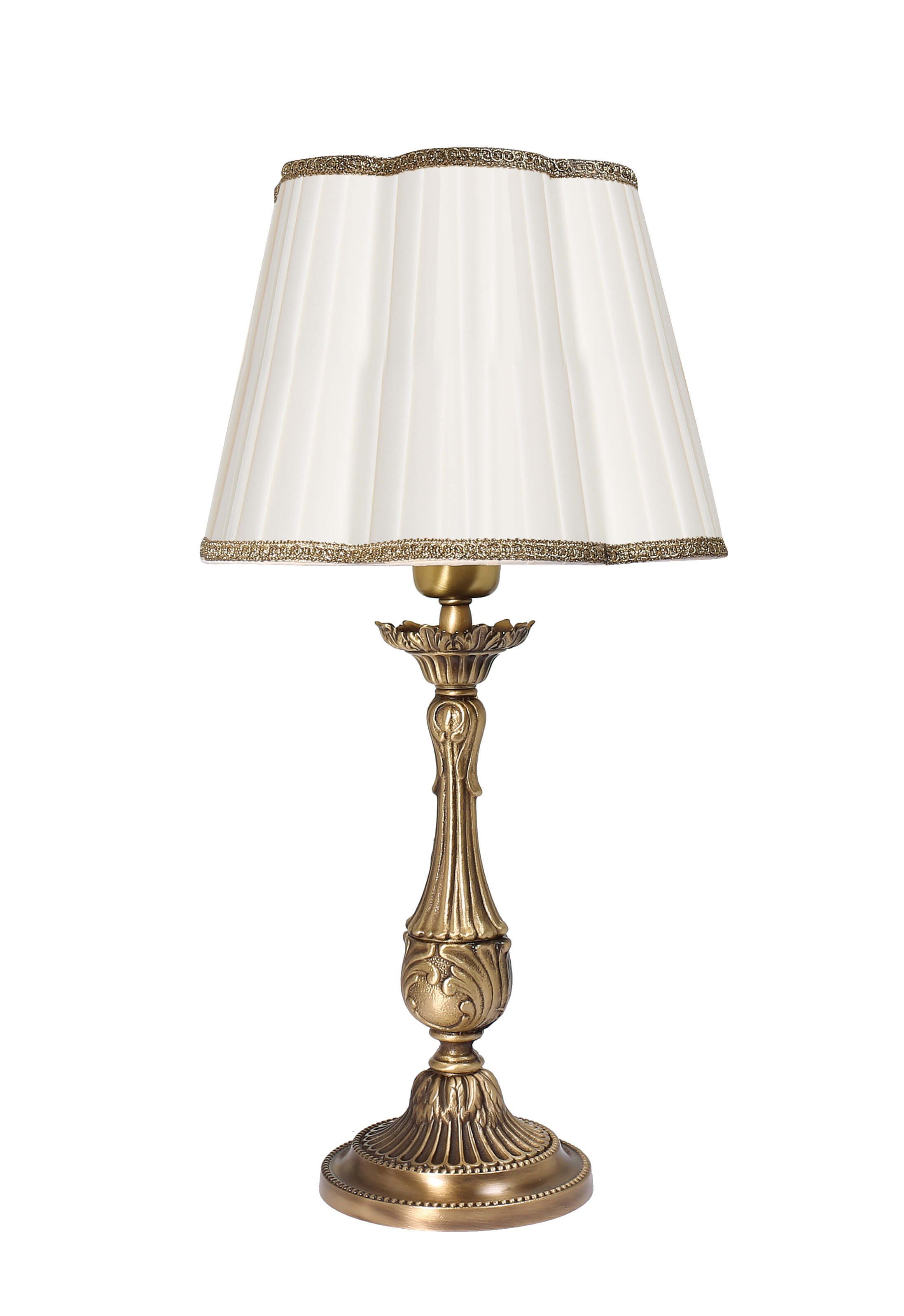 Licht-Erlebnisse Nachttischlampe EREMEA, ohne Leuchtmittel, Echt-Messing  Tischlampe Premium E27 Florales Design Schlafzimmer