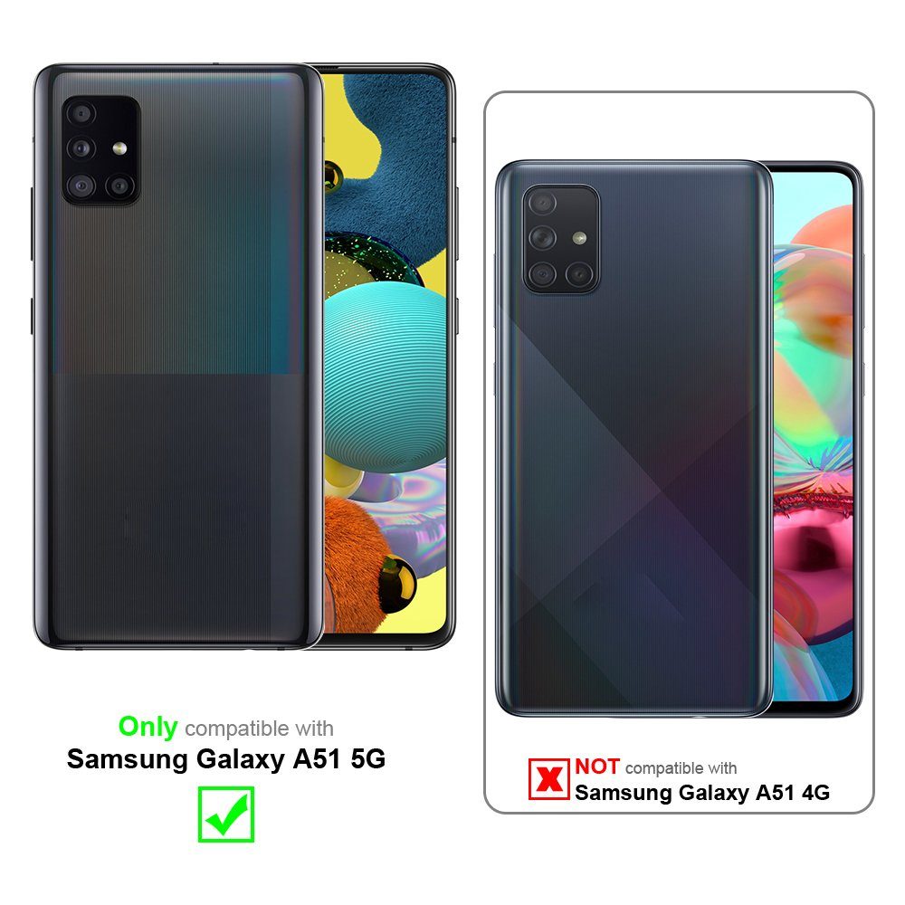 Cadorabo Handyhülle für Samsung Galaxy A51 5G Hülle Samsung Galaxy A51 5G, Hülle Schutzhülle Blumen Flower mit Standfunktion Kartenfach Magnet