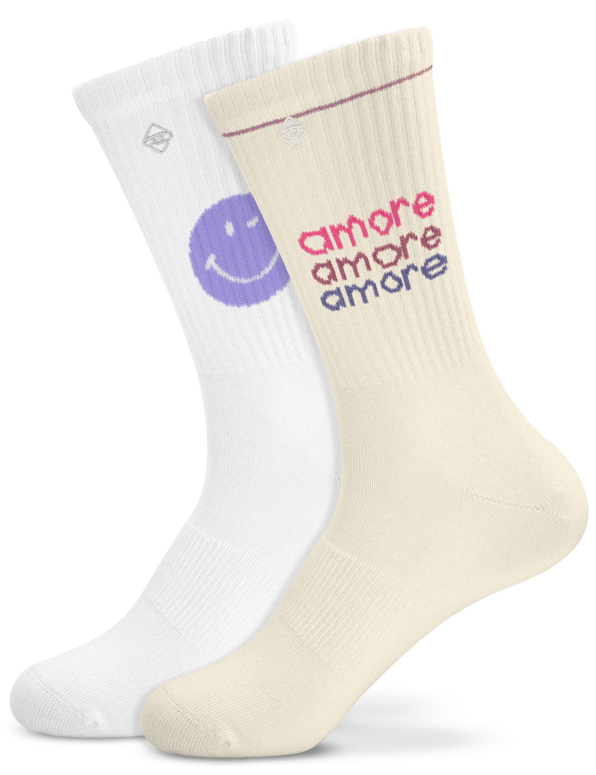 J.Clay Socken Set Purple Smile, Amore (2-Paar) Tennissocken