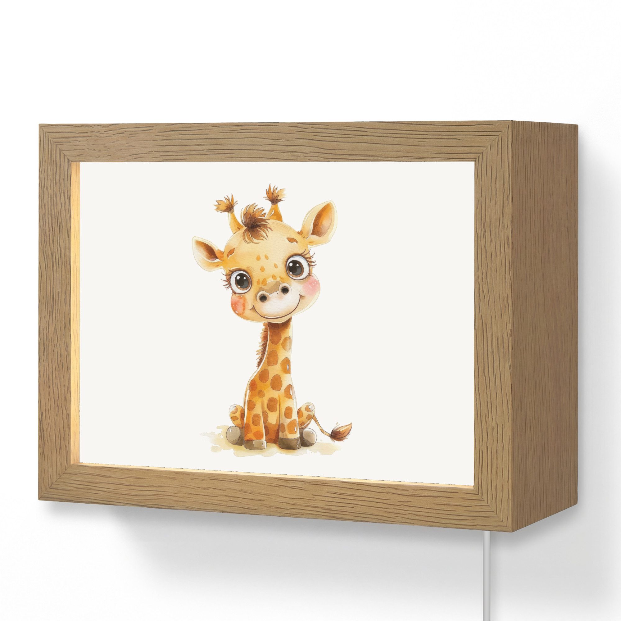 OnlyWow Wandleuchte Lightbox Giraffe - Tierbaby - Wilde Tiere - Mädchen, Dimmbar, Farbwechsel, LED, Warmweiß, Kaltweiß, Neutralweiß Einstellbar, Wandlampe Innen, Dimmbar, mit Kabel, LED, Modern, Kinder