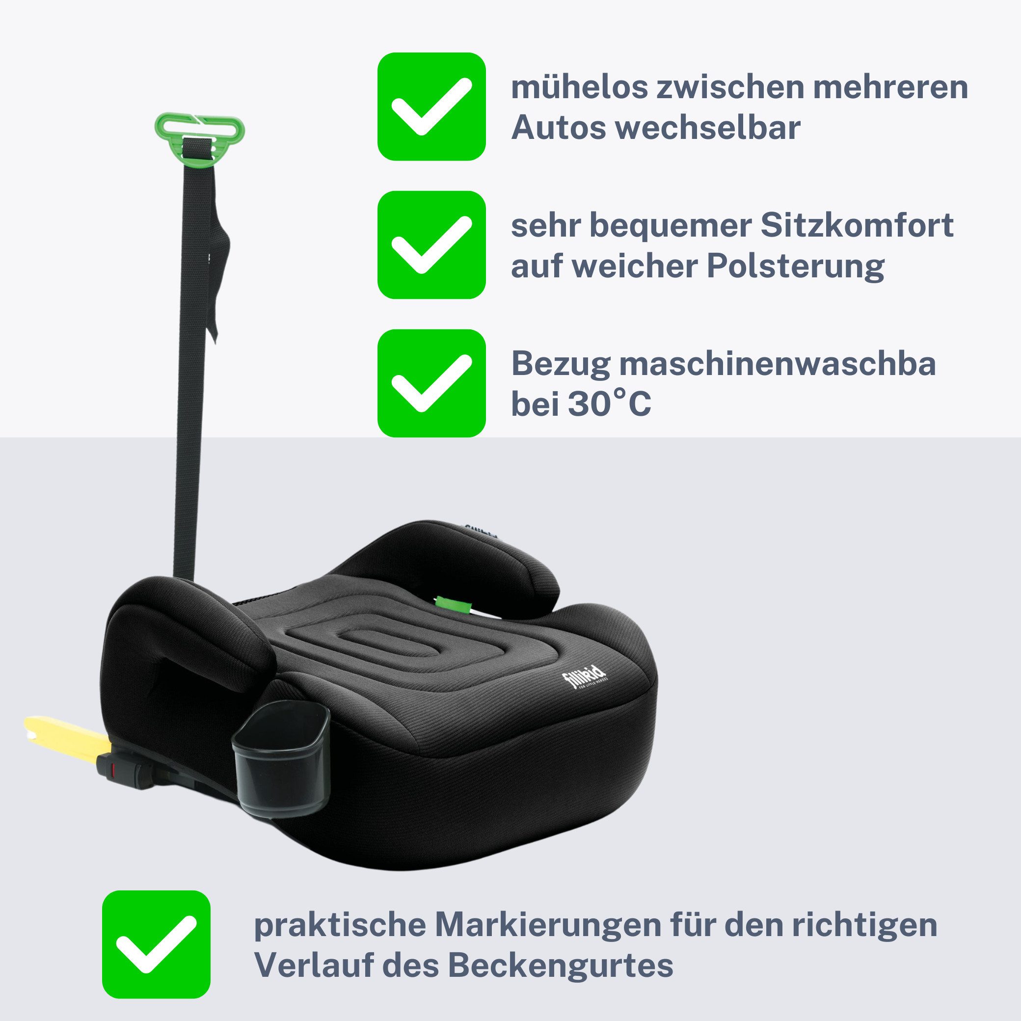 Fillikid Kindersitzerhöhung Sitzerhöhung mit verlängerbarer Isofix i-size Exklusiv