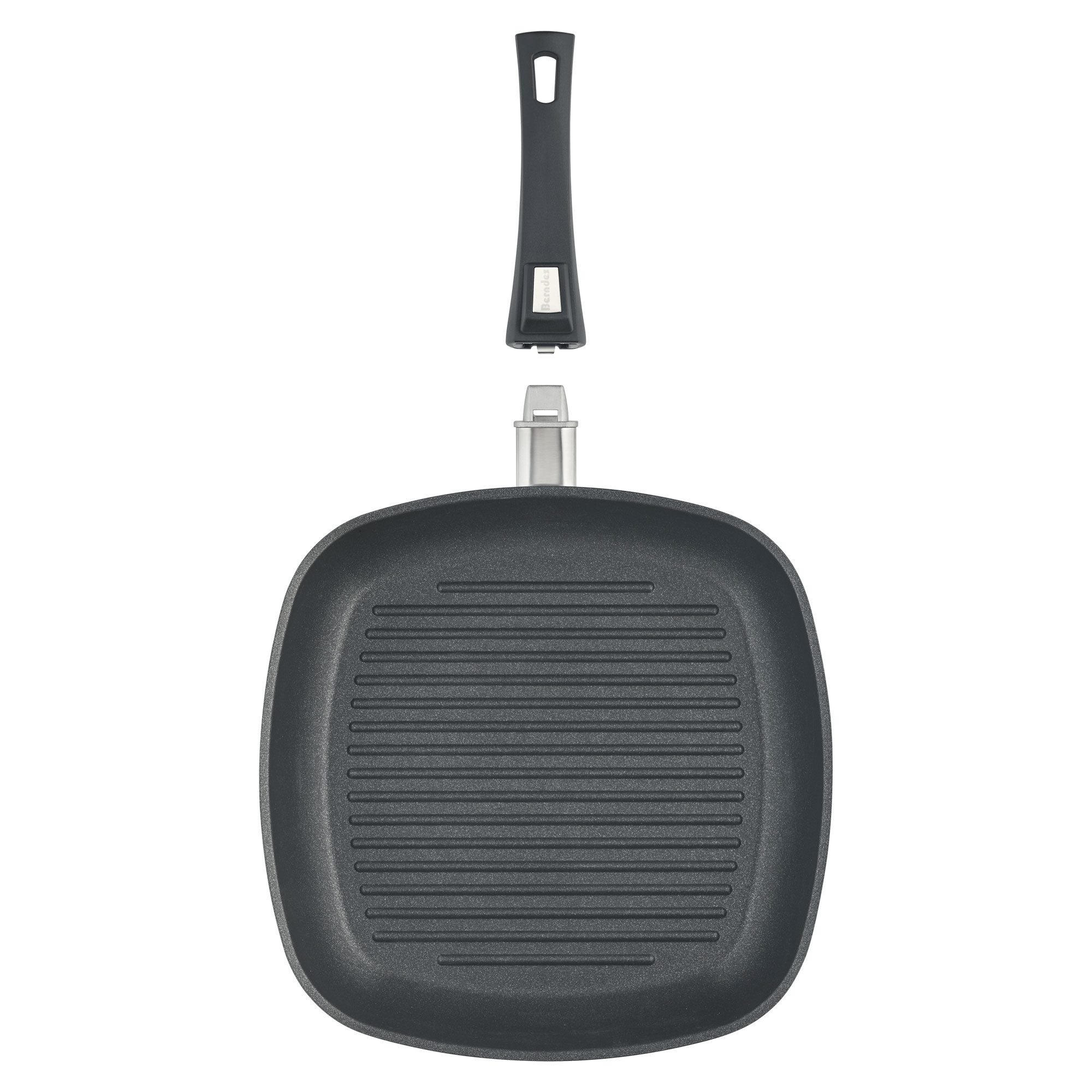 Berndes Grillpfanne mit Glasdeckel 16 cm, Aluminium, schwarz - Vario Click, Aluminium-Vakuumdruckguss