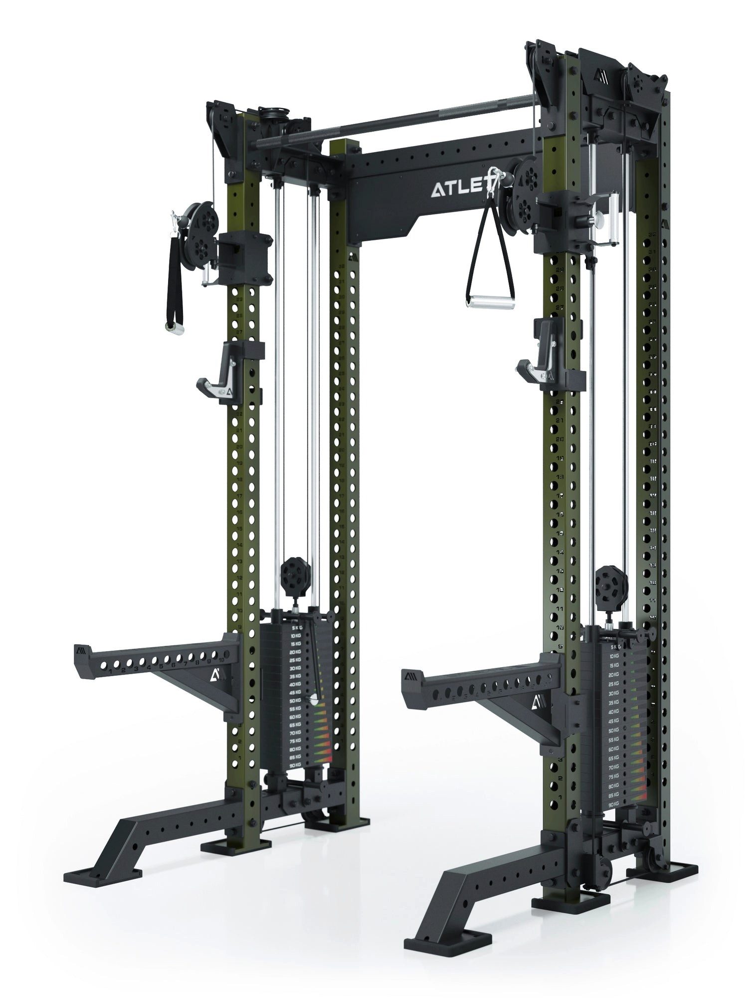 ATLETICA Power Rack R8 Bradley Kurz, 180kg Weight Stack, Military Green, Power Rack