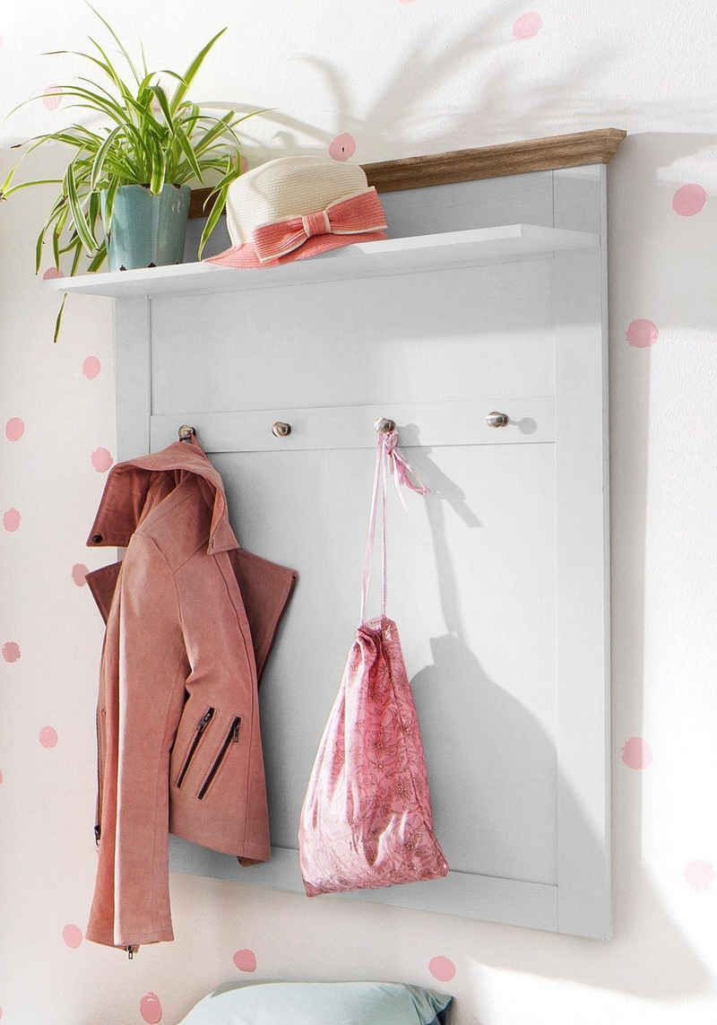 Home affaire Garderobenpaneel »Binz«, aus einer schönen Holzoptik, mit vier Haken und einer Ablagefläche