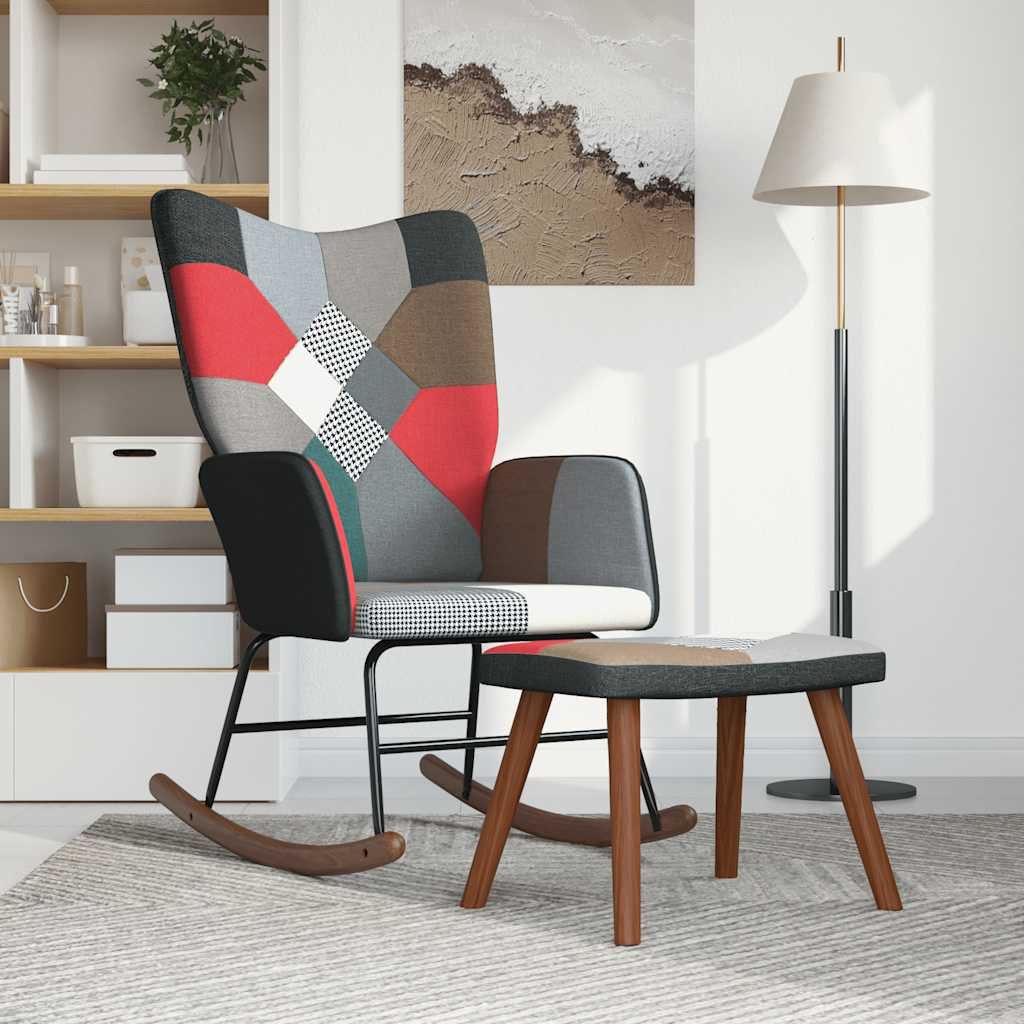 vidaXL Schaukelstuhl Schaukelstuhl mit Hocker Patchwork günstig online kaufen