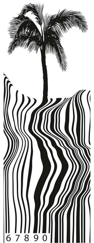 Architects Paper Fototapete Barcode Beach, (1 St), Palmen Tapete Natur Schwarz Weiß Panel 1,00m x 2,80m