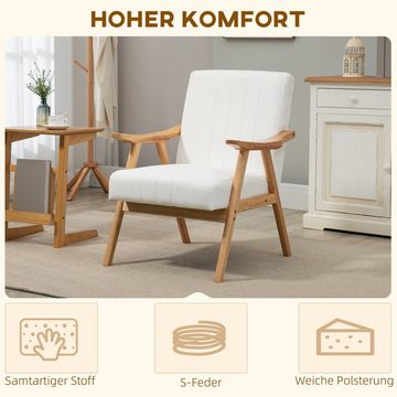 HOMCOM Relaxsessel Loungesessel mit gepolsterte Sitzfläche, Relaxsessel, Akzentstuhl (Armlehnstuhl, 1-St., Polstersessel), Skandi Design, Cremeweiß