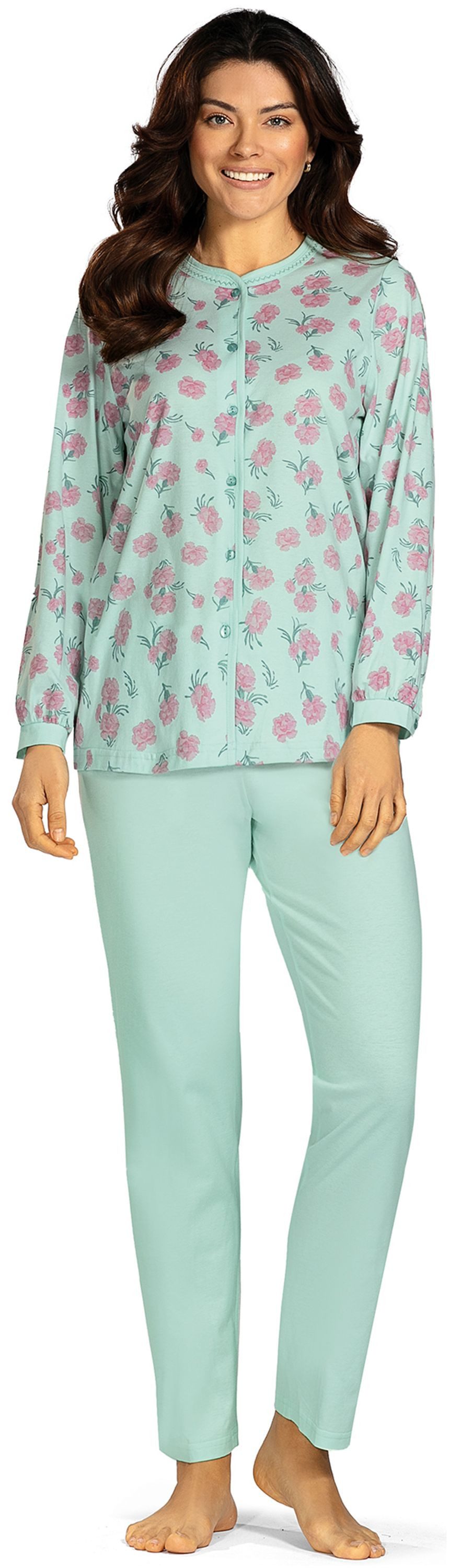 comtessa Schlafanzug Mellow Luxe (Set, 2 tlg., 2-teilig) Damen Pyjama lang Baumwolle Langarm geknöpft große Größen