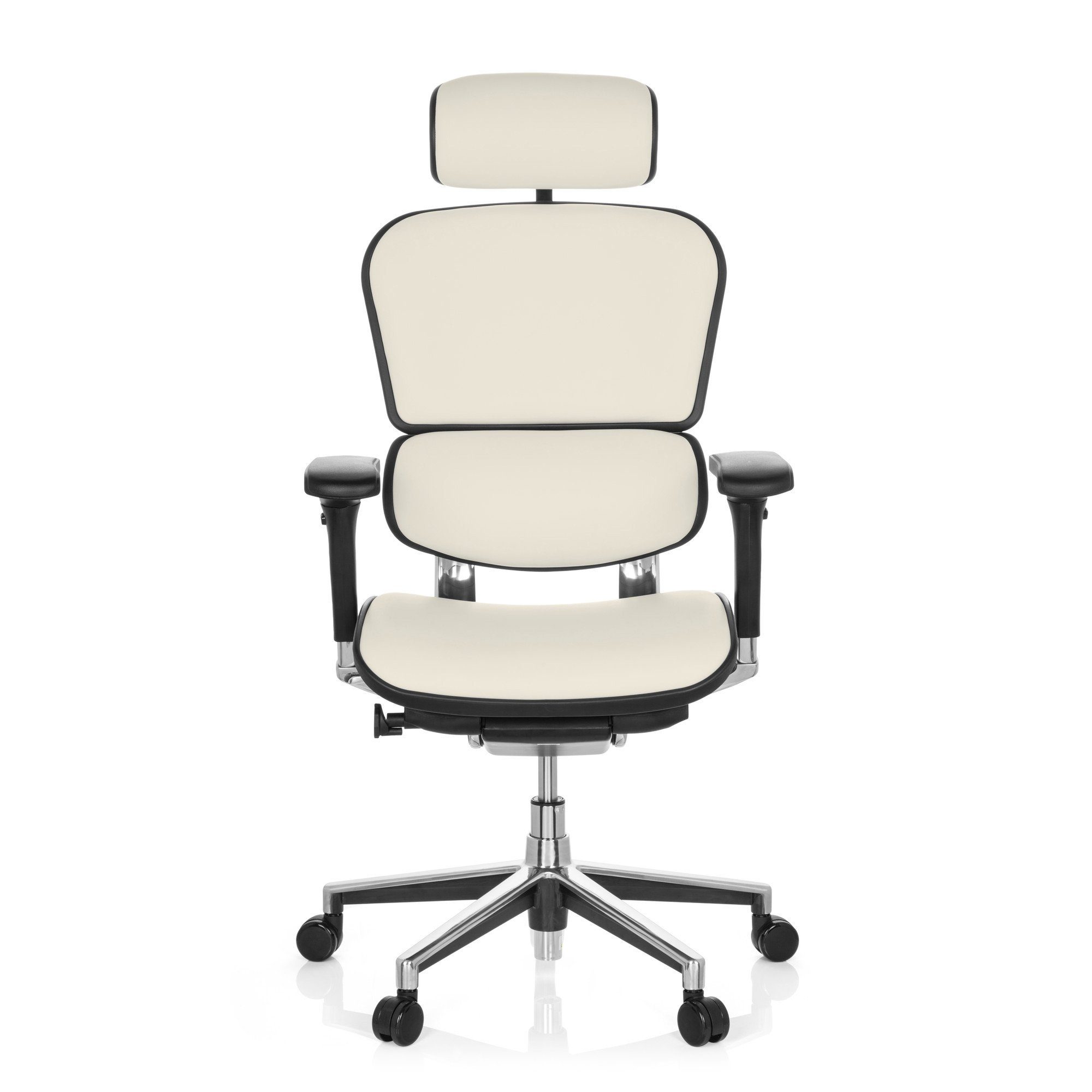 hjh OFFICE Drehstuhl Luxus Chefsessel ERGOHUMAN Leder (1 St), Bürostuhl ergonomisch Weiß