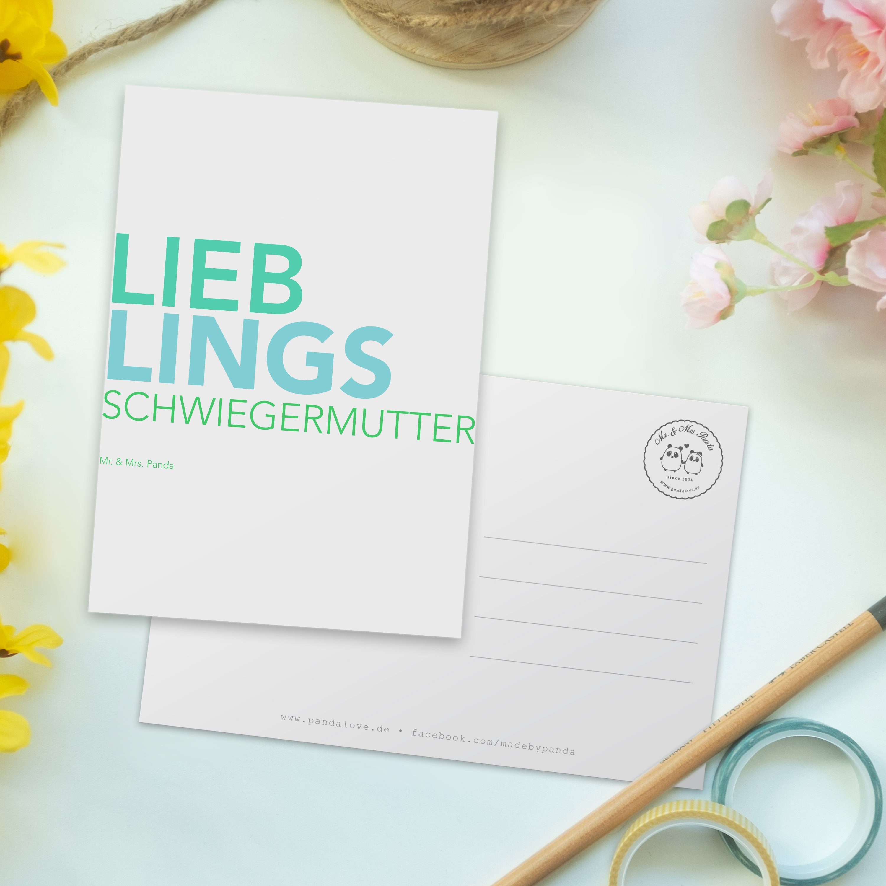 Panda Schwiegereltern, Geburtstagskarte Postkarte Schwiegermutter Mrs. Weiß & - Geschenk, - Mr.