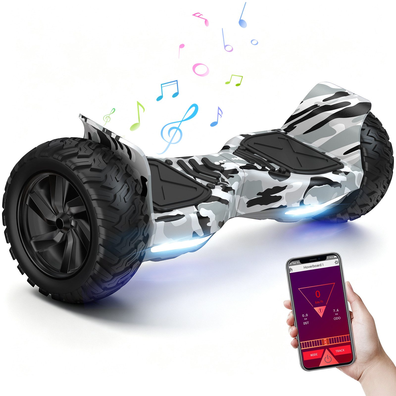 RCB Balance Scooter HM2 mit Leistungsstarkem Motor, 8.5" Hoverboard für alle Gelände, APP