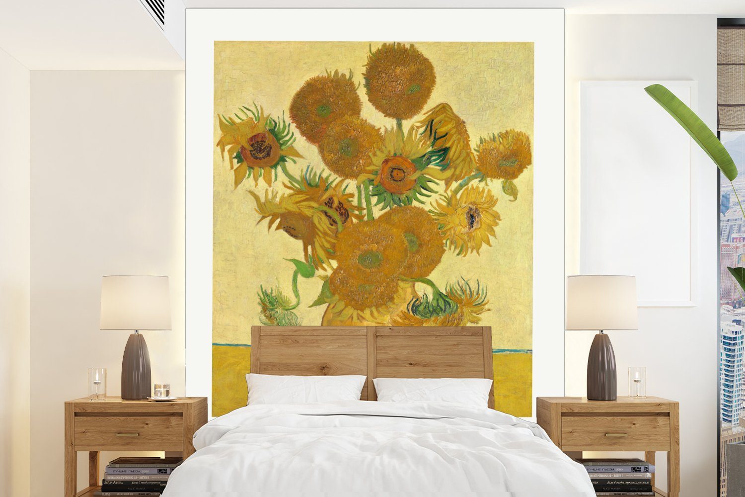 Tapete Wandtapete Montagefertig Wohnzimmer, Gelb, Fototapete Vinyl Sonnenblumen Matt, Gemälde St), MuchoWow (4 Van Gogh - bedruckt, - für -