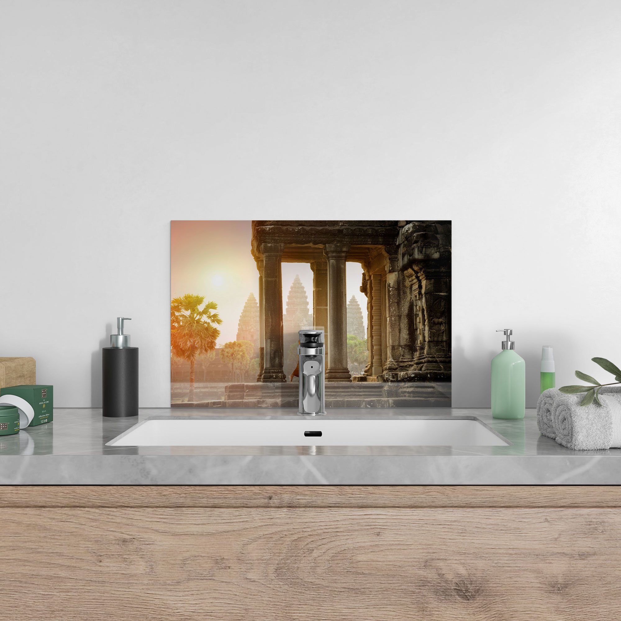 'Mönch DEQORI Küchenrückwand in Badrückwand Tempelanlage', Herdblende Spritzschutz Glas