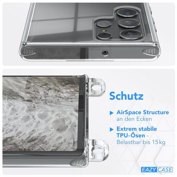 EAZY CASE Handykette Kette Clips Schwarz für Samsung Galaxy S22 Ultra 6,8 Zoll, Handykordel Umhängetasche für Handy Hülle durchsichtig Beige Taupe
