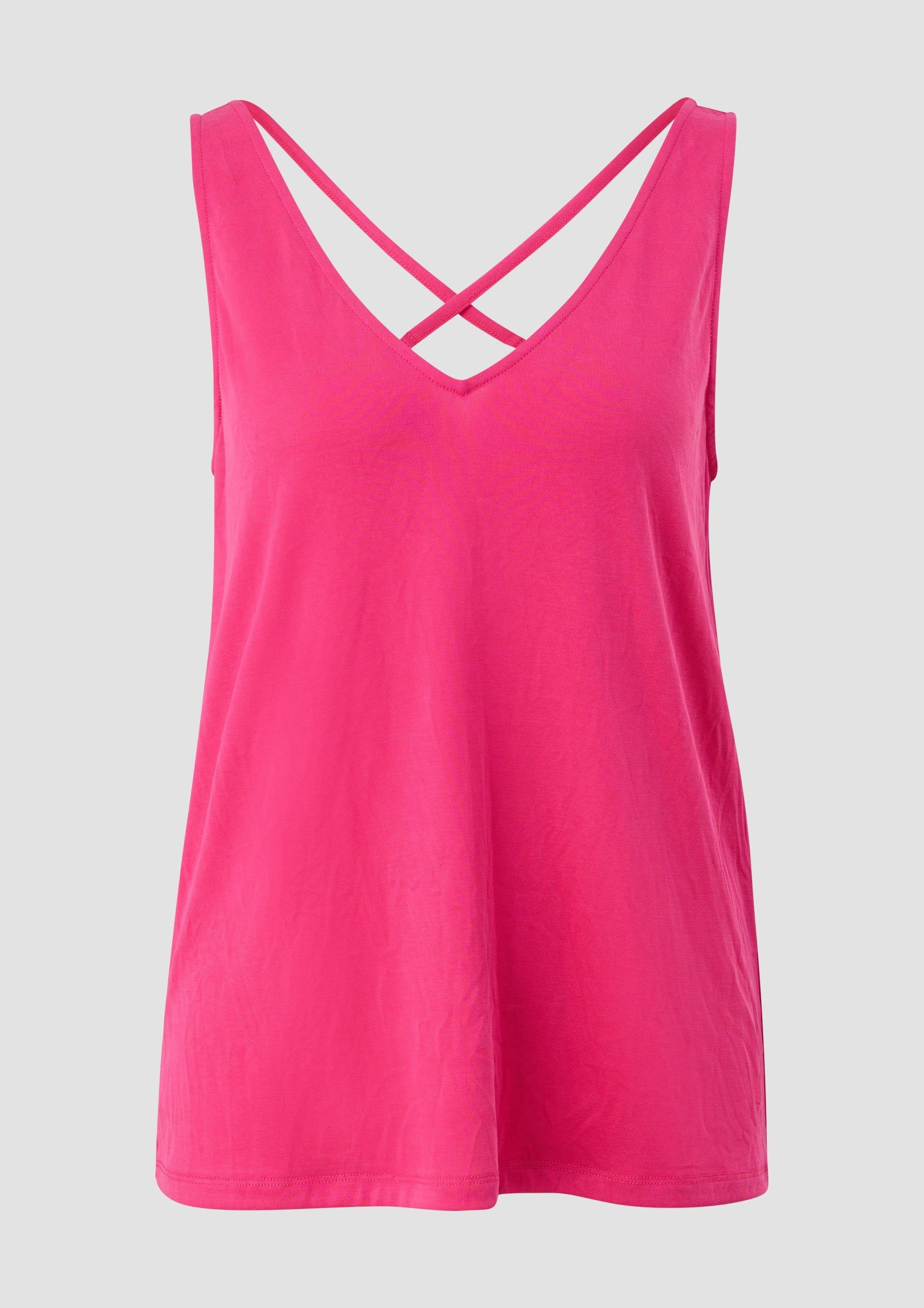 Streifen-Detail Top aus Out, Shirttop Modalmix Comma Cut pink