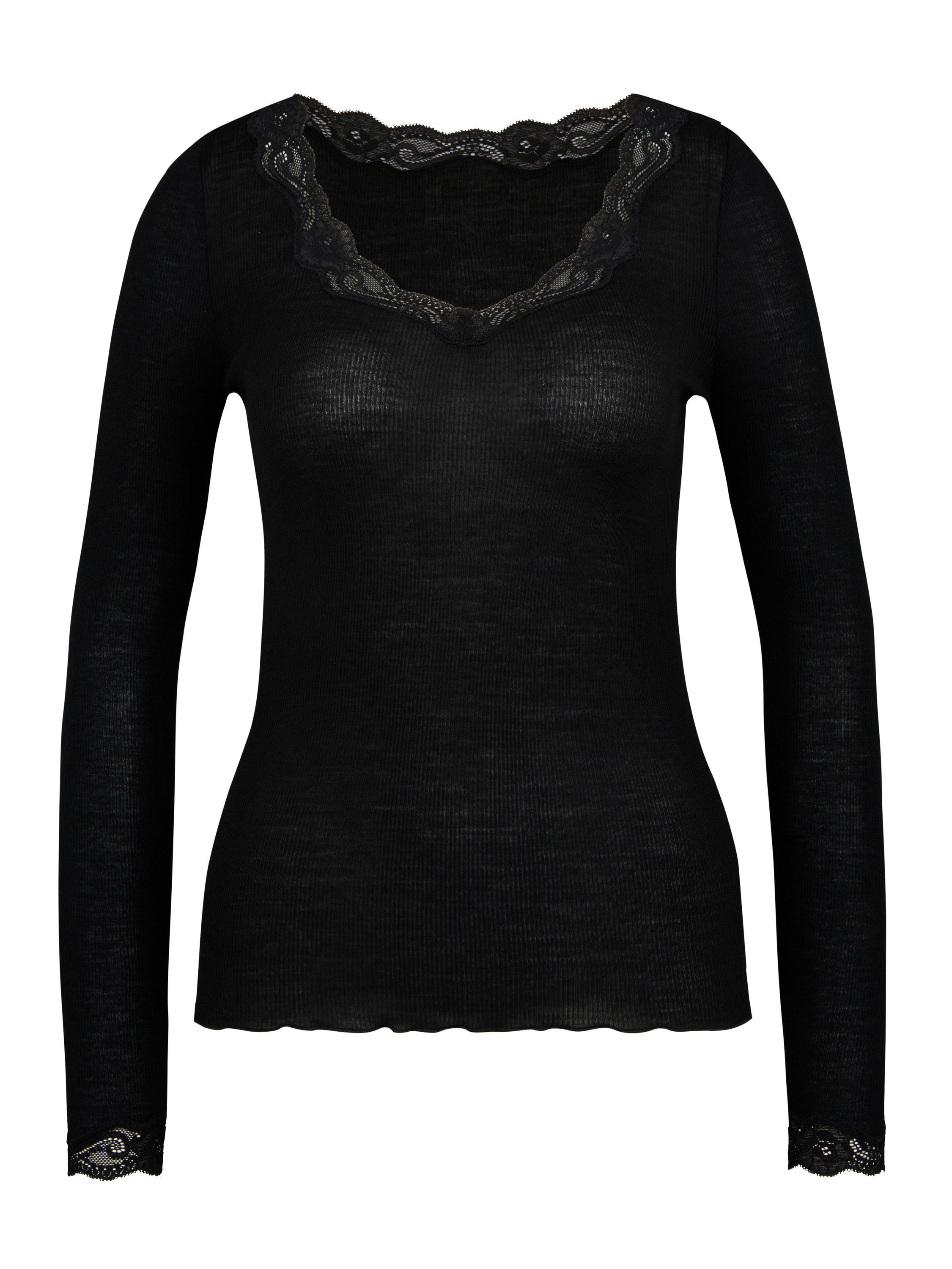 CALIDA Unterziehshirt Richesse Lace Damen (1-St) aus Wolle-Seide, Feinripp, temperaturausgleichend, geruchshemmend