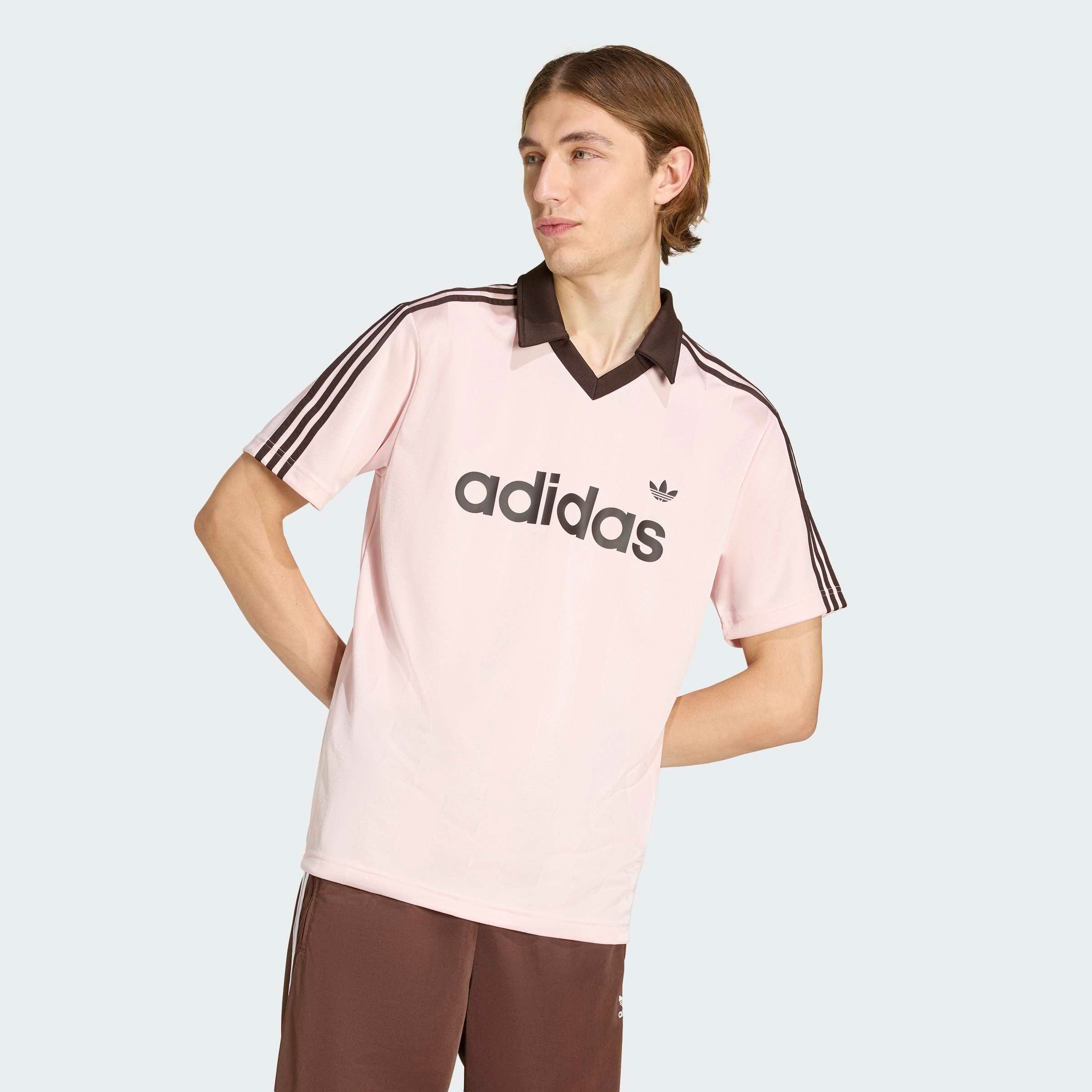 adidas Originals T-Shirt JSY mit V-Ausschnitt, ohne Verschluss, aus Polyester