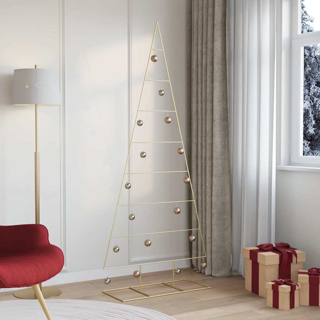 vidaXL Künstlicher Weihnachtsbaum Metall Weihnachtsbaum Gold 211 cm Pulverbeschichteter Stahl