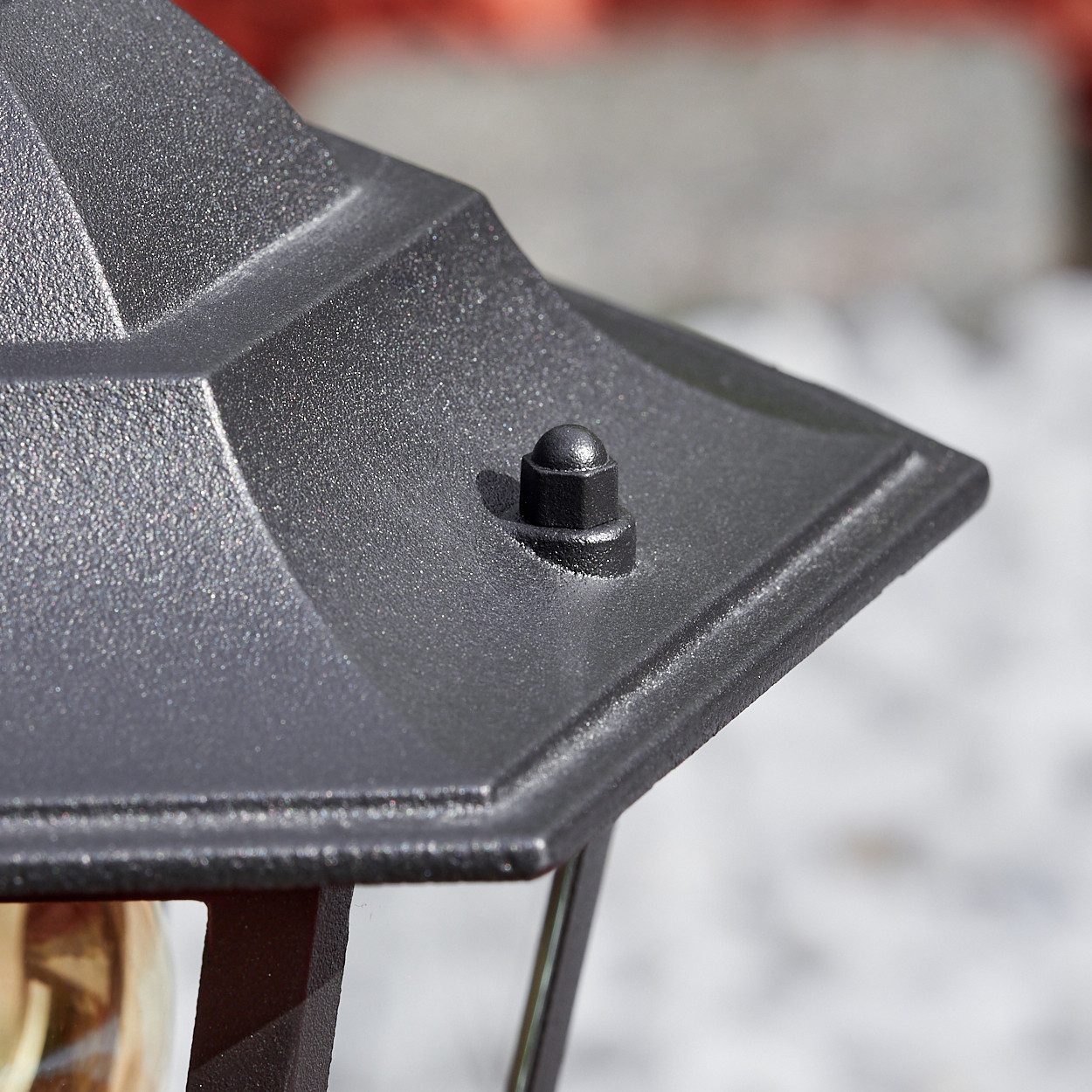 hofstein Pollerleuchte Sockelleuchte aus Metall/Glas in Schwarz/Klar, ohne Leuchtmittel, antiker Look Wegeleuchte, Gartenlampe, Gartenbeleuchtung IP44, 1 x E27