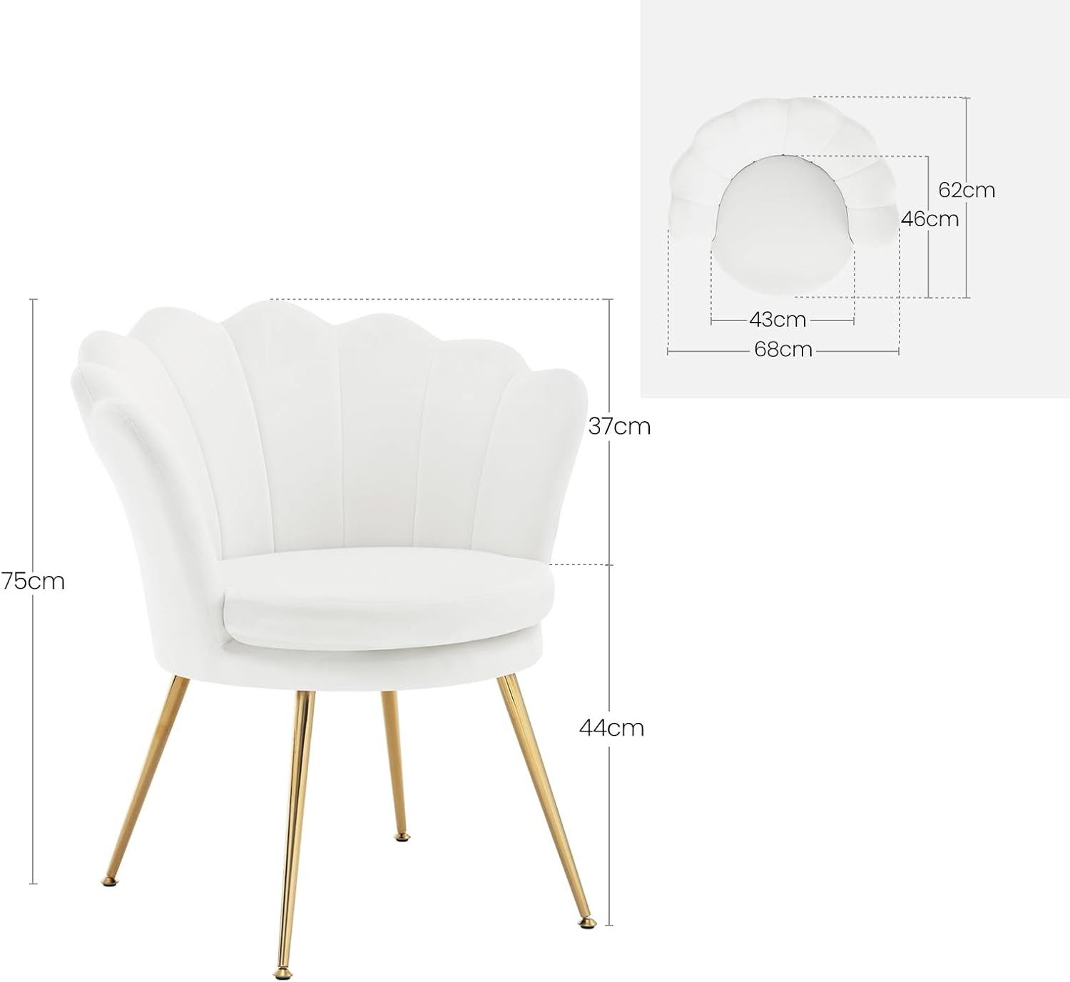 Woltu Relaxsessel, Sessel Wohnzimmer in Blumenform, mit Samtbezug Metallbeinen