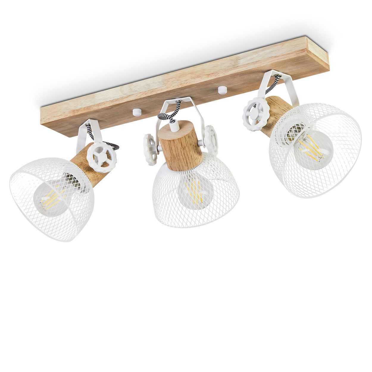 hofstein Deckenleuchte »Cotes« Deckenlampe aus Holz/Metall, Natur/Weiß Schi günstig online kaufen