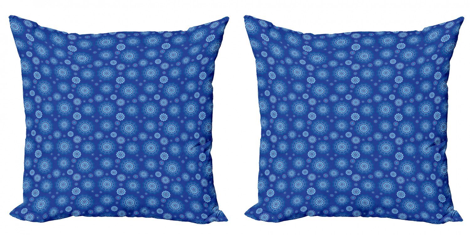 Kissenbezüge Modern Accent Doppelseitiger Digitaldruck, Abakuhaus (2 Stück), Blauer Mandala Blumenaufbau Kunst