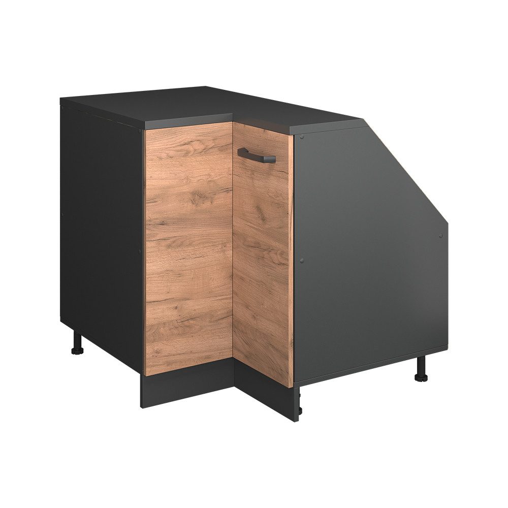 Vicco Unterschrank R-Line, Goldkraft Eiche/Anthrazit, 75.6 cm mit 1 Tür, Schrankkorpu... (1-St)